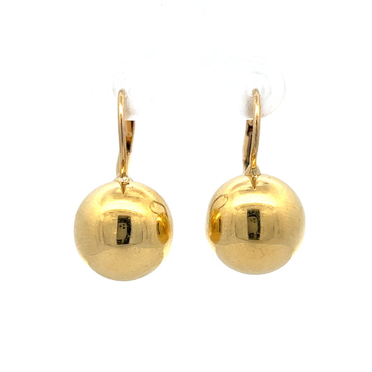 Lightweight Ball Drop Earrings in 18k Yellow Gold