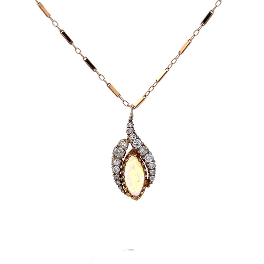 .77 Vintage Cabochon Opal Pendant in 18k Yellow Gold