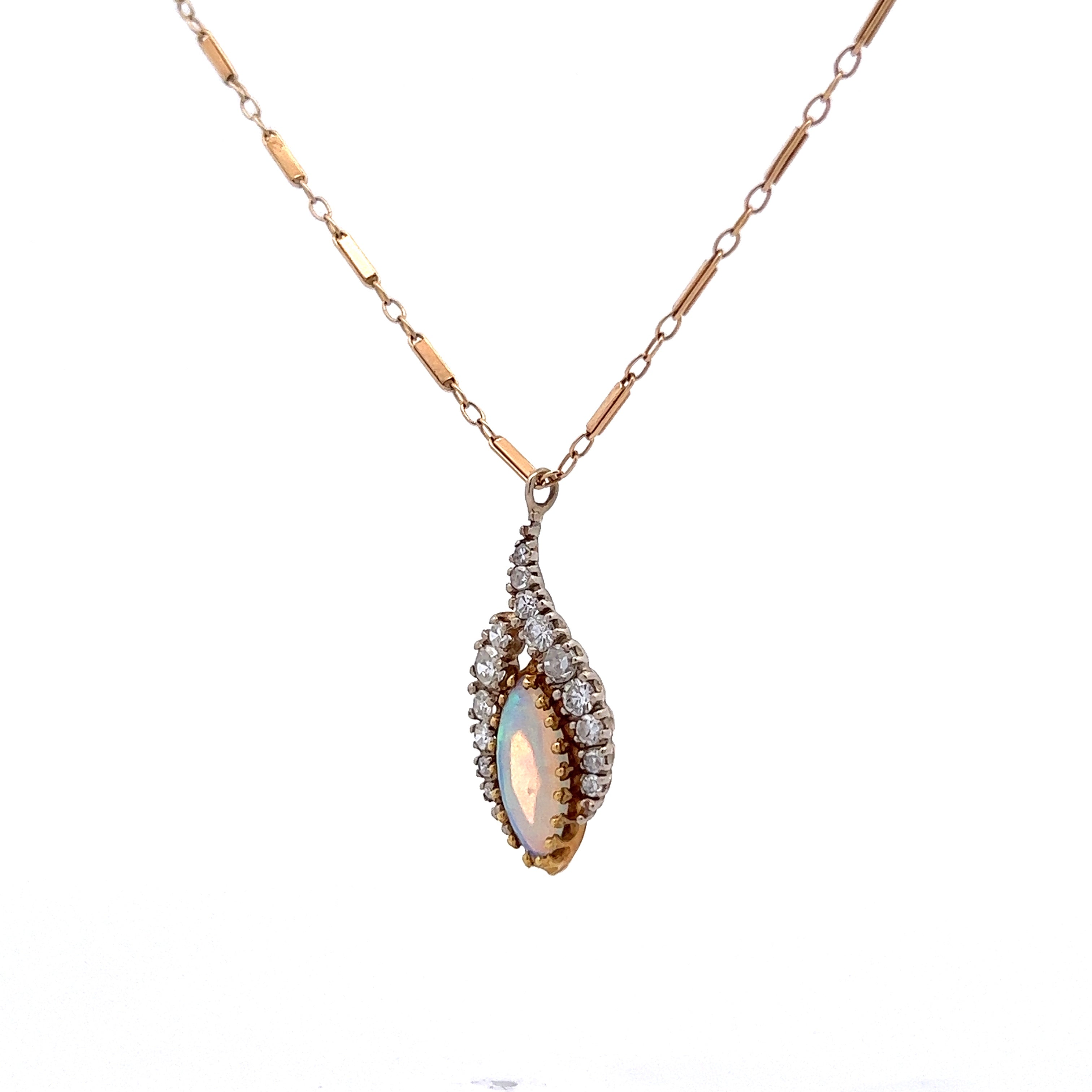 Antique Edwardian Opal Diamond Flower Pendant 6ct Opal – Antique Jewellery  Online
