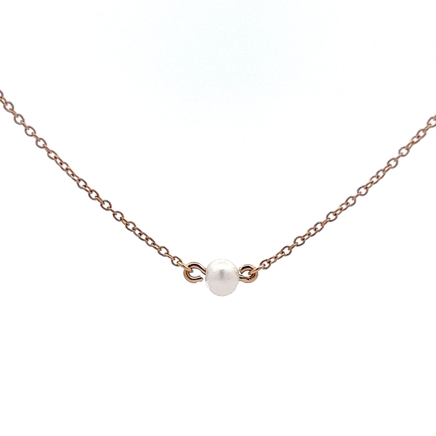 4mm Solitaire Pearl Necklace in 14k Yellow Gold