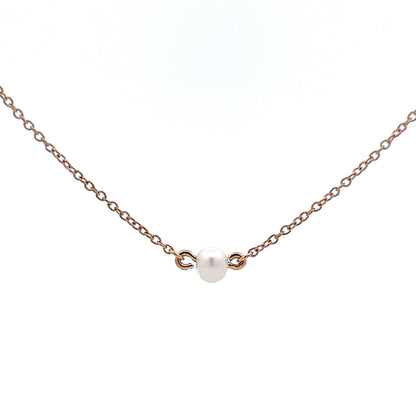 4mm Solitaire Pearl Necklace in 14k Yellow Gold