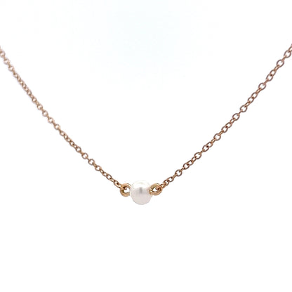 4mm Solitaire Pearl Necklace in 14k Yellow Gold