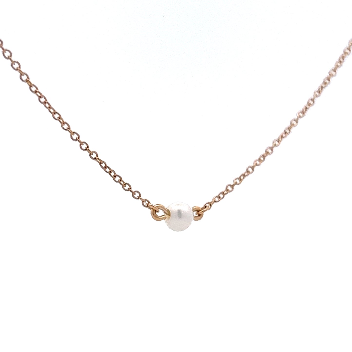 4mm Solitaire Pearl Necklace in 14k Yellow Gold