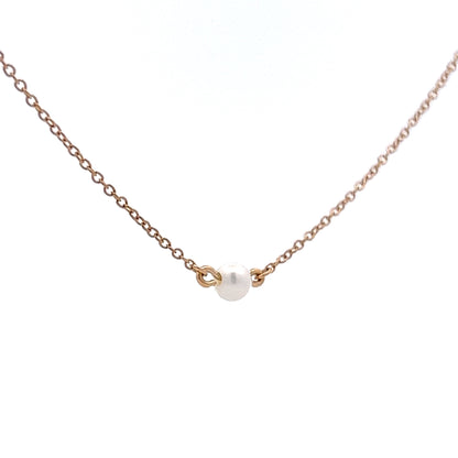 4mm Solitaire Pearl Necklace in 14k Yellow Gold