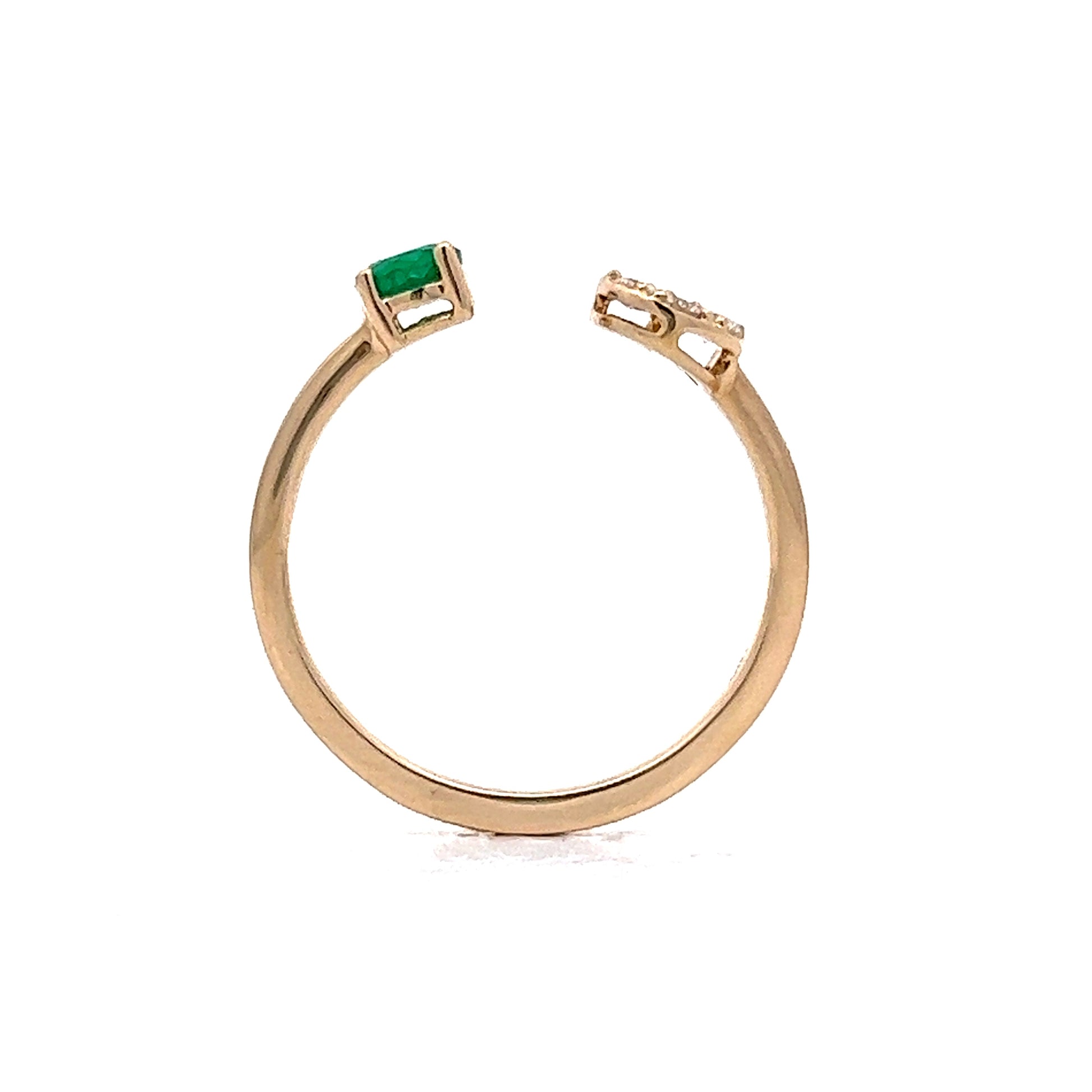 .31 Emerald & Diamond Stacking Ring in 14k Yellow Gold