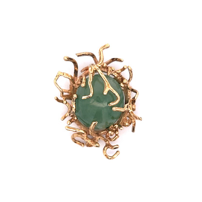 26.94 Jadeite Cabochon Brooch in 14k Yellow Gold