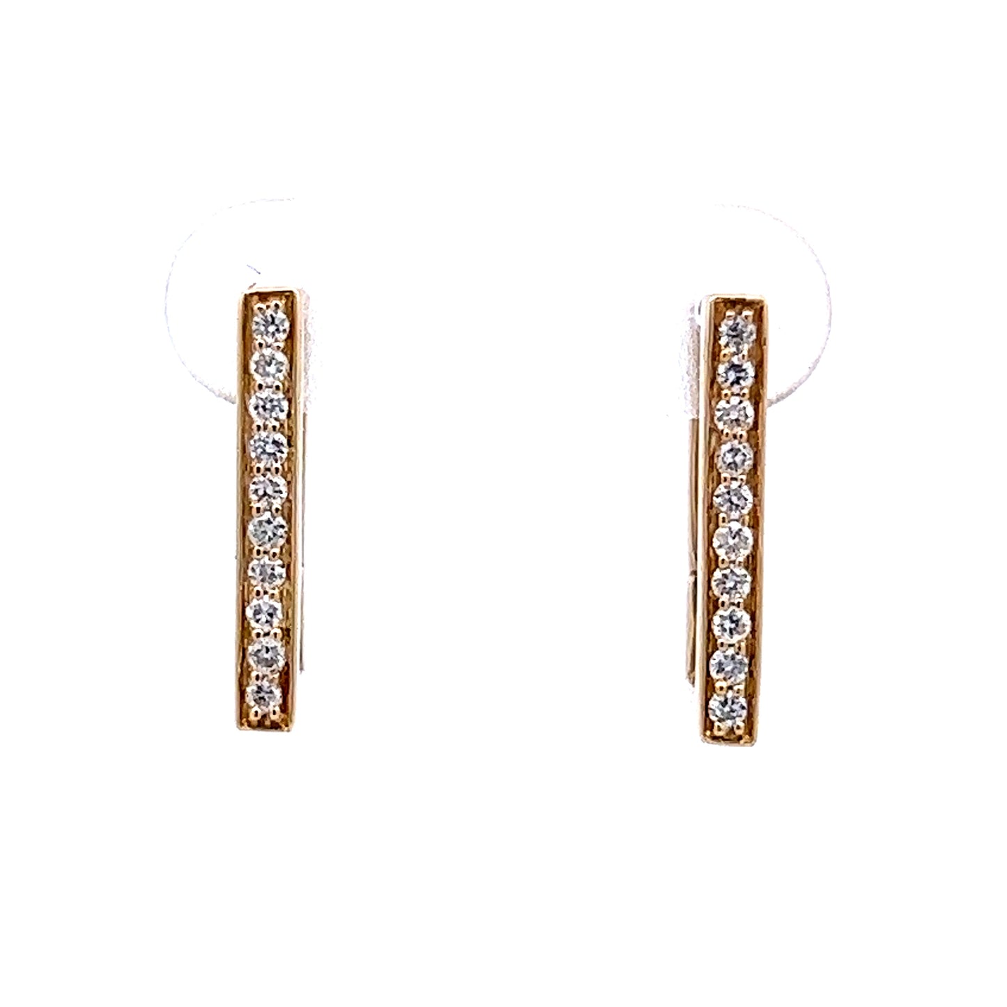 Rectangular Diamond Hoop Earrings in 14k Yellow Gold