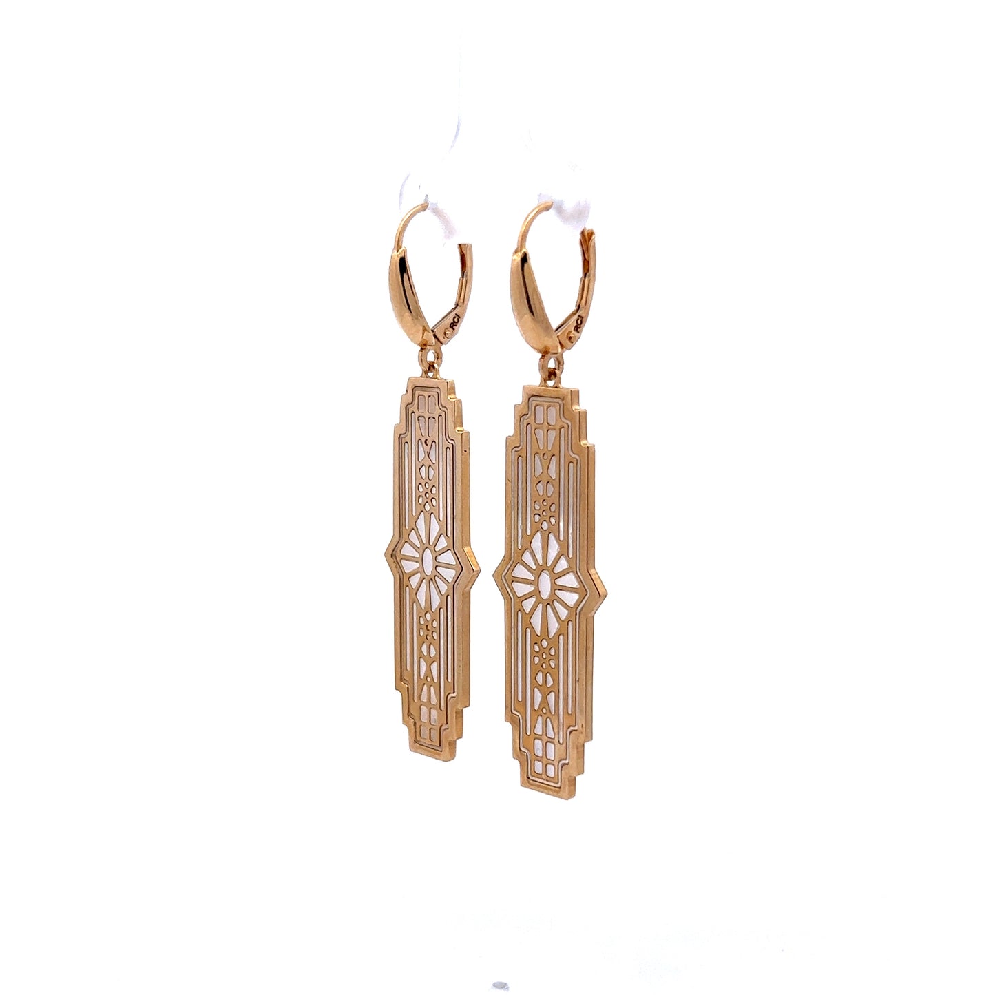 Mother of Pearl Drop Earrings in 14k Yellow Gold