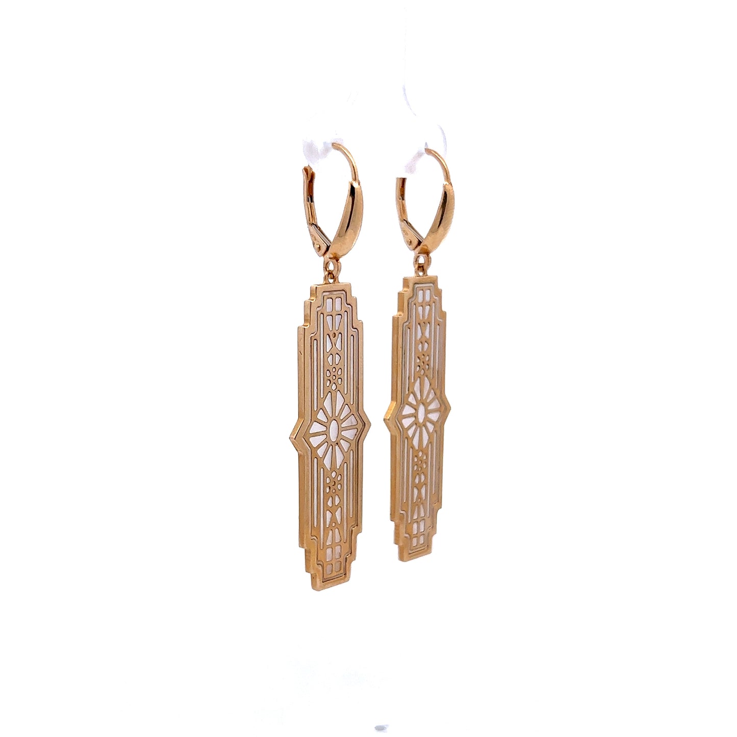 Mother of Pearl Drop Earrings in 14k Yellow Gold