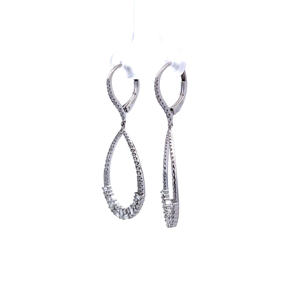 Baguette Diamond White Gold Dangle Earrings | Fink's