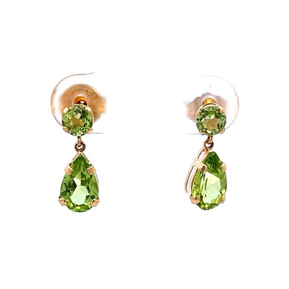 1.62 Peridot Drop Earrings in Yellow Gold