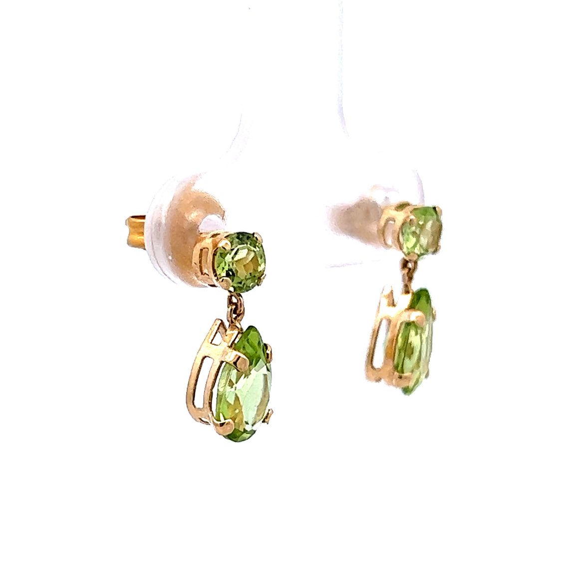 1.62 Peridot Drop Earrings in Yellow Gold