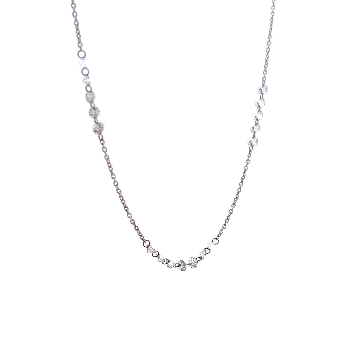 1.50 Round Diamond Necklace Chain 18k White Gold