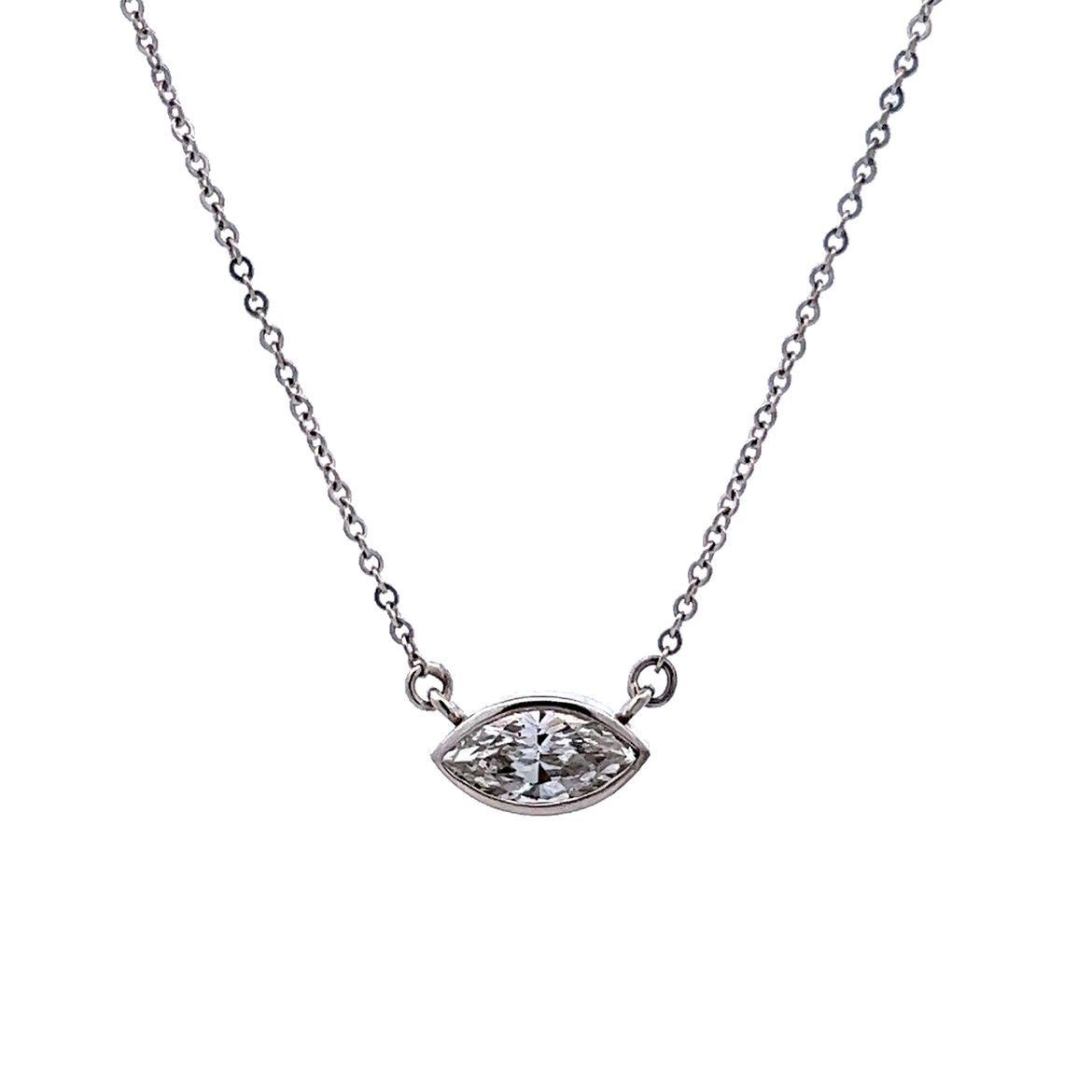 .74 Marquis Diamond Pendant Necklace in 14k White Gold