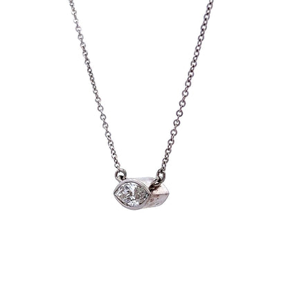 .74 Marquis Diamond Pendant Necklace in 14k White Gold