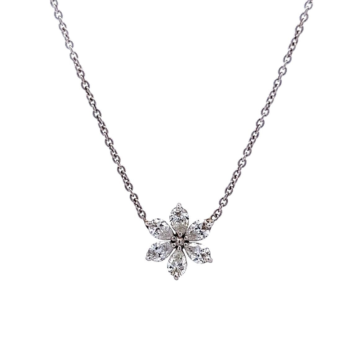 .90 Pear Diamond Pendant Necklace in 14k White Gold