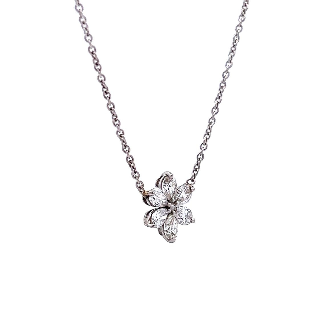 .90 Pear Diamond Pendant Necklace in 14k White Gold