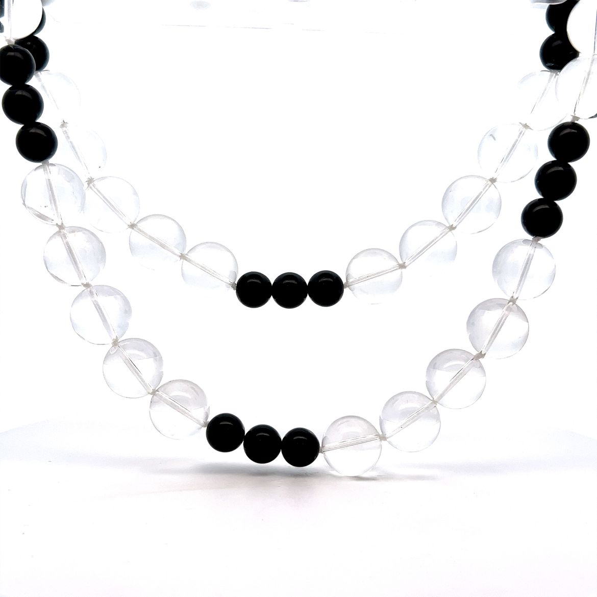 Onyx & Crystal Beaded Necklace in 14k Yellow Gold