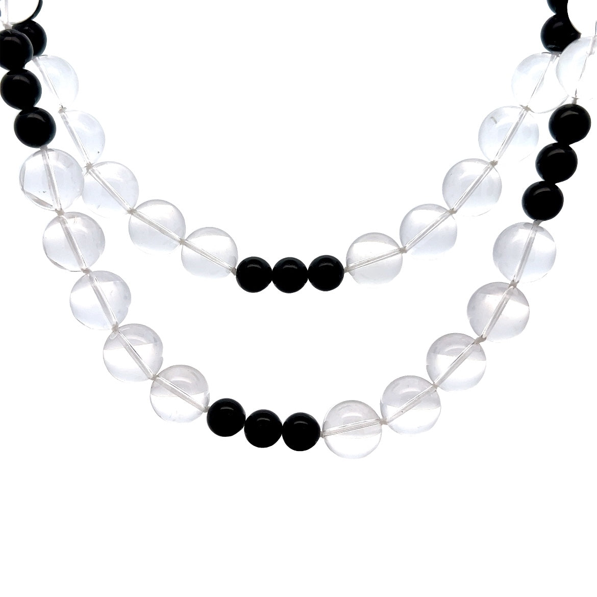 Onyx & Crystal Beaded Necklace in 14k Yellow Gold