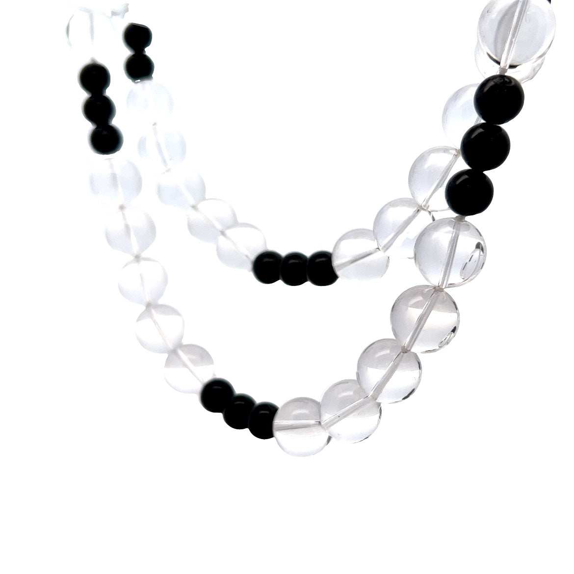 Onyx & Crystal Beaded Necklace in 14k Yellow Gold