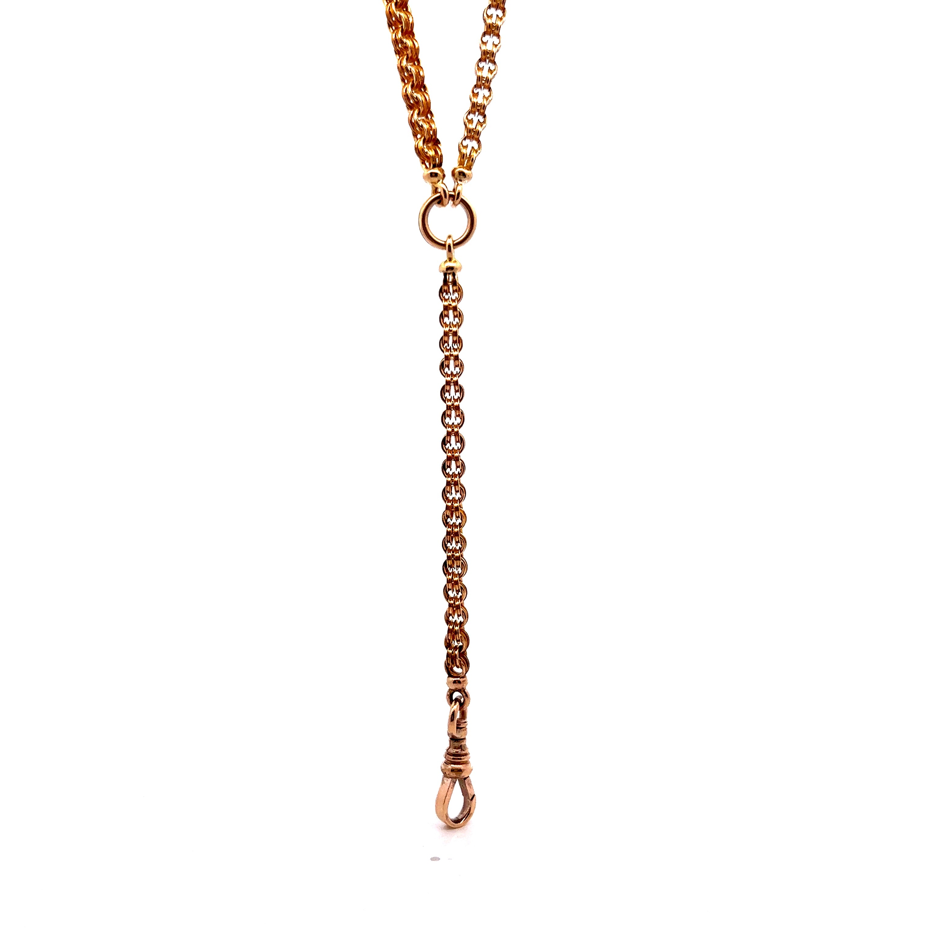 Antique Victorian Rolo Link Necklace in 14k Yellow Gold Filigree Jewelers