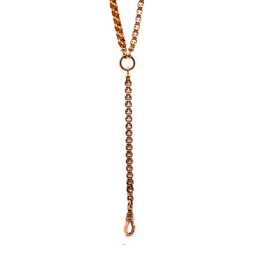 Antique Victorian Rolo Link Necklace in 14k Yellow Gold
