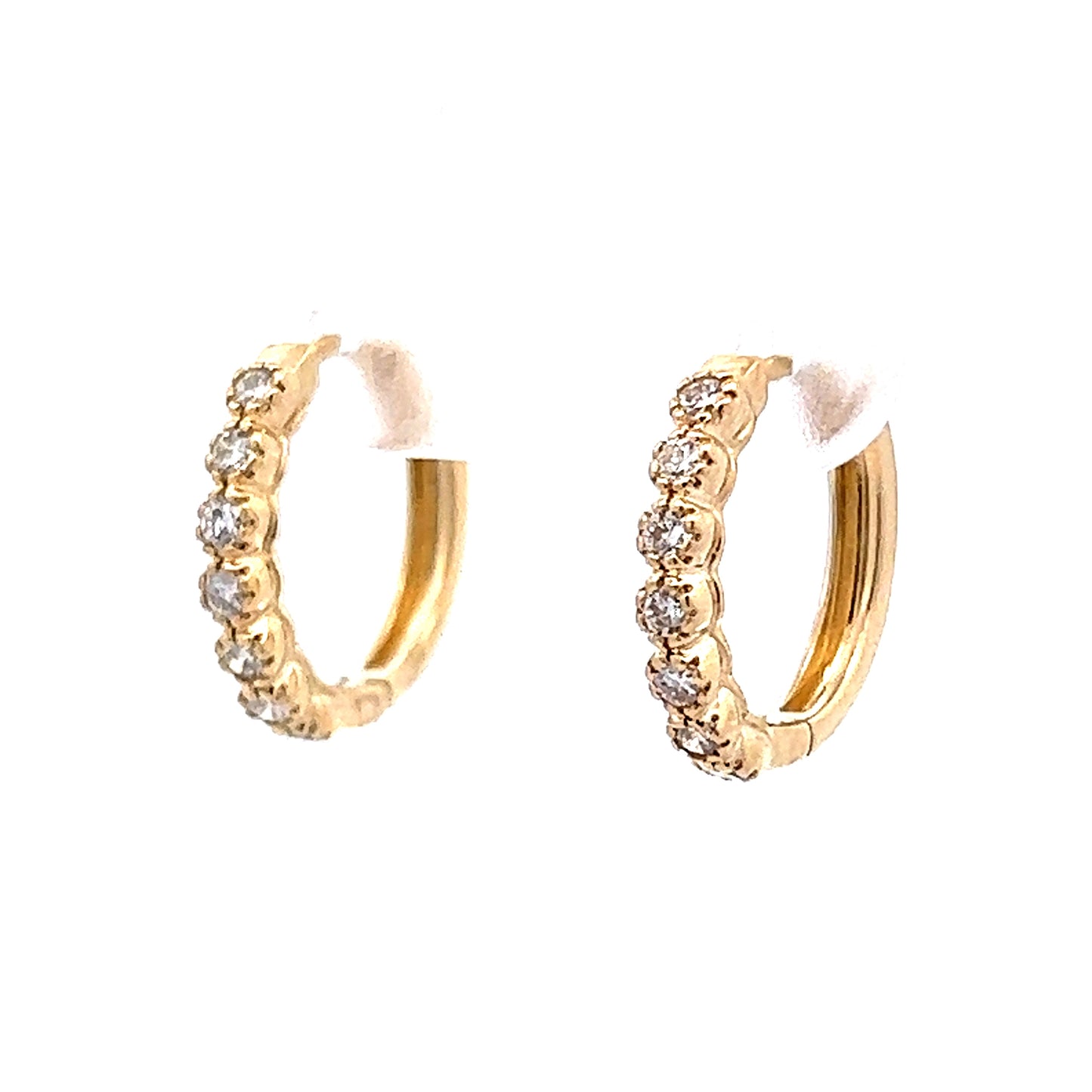 .32 Huggie Diamond Hoop Earring in 14k Yellow Gold