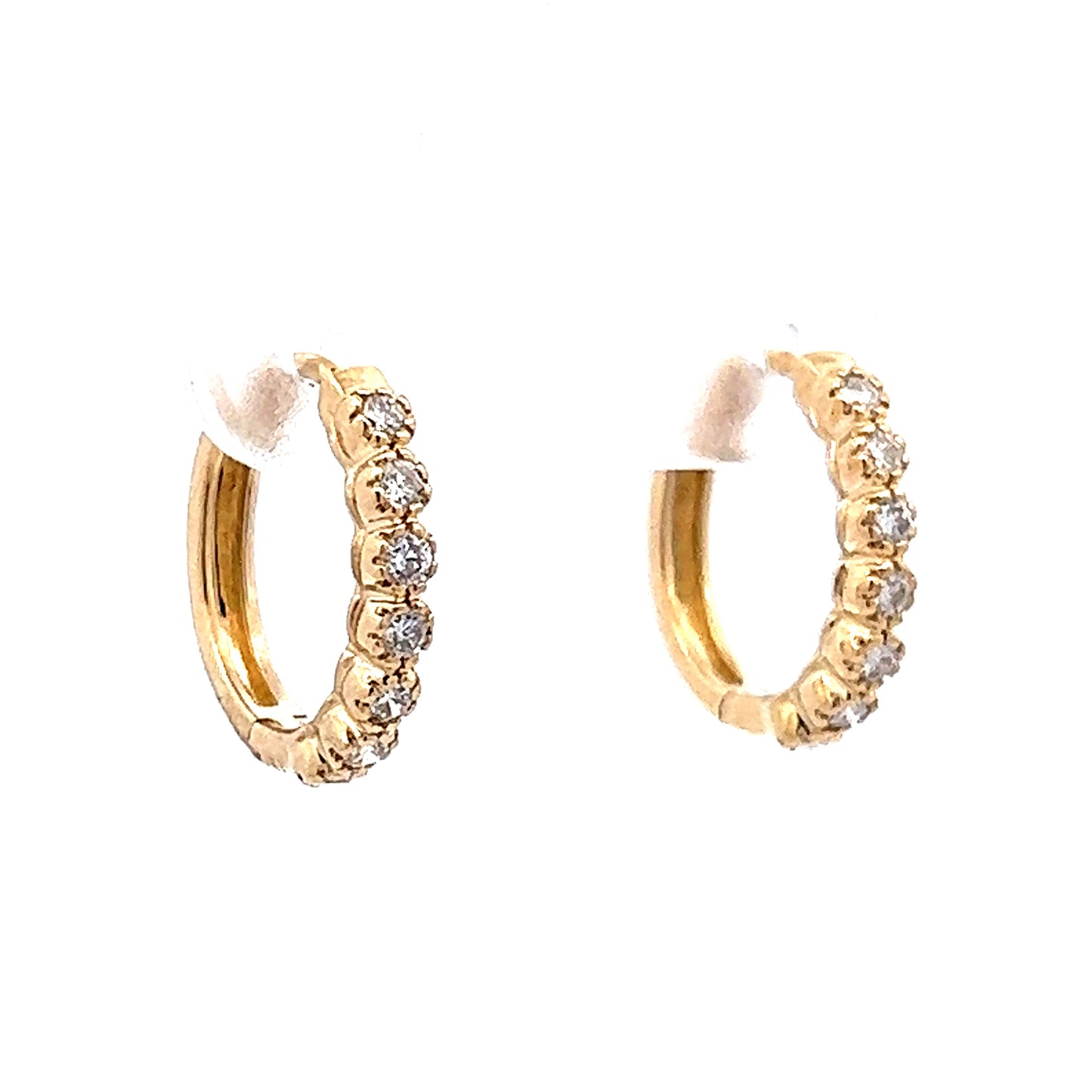 .32 Huggie Diamond Hoop Earring in 14k Yellow Gold