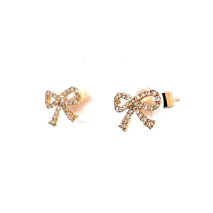 .16 Diamond Bow Stud Earrings in 14k Yellow Gold