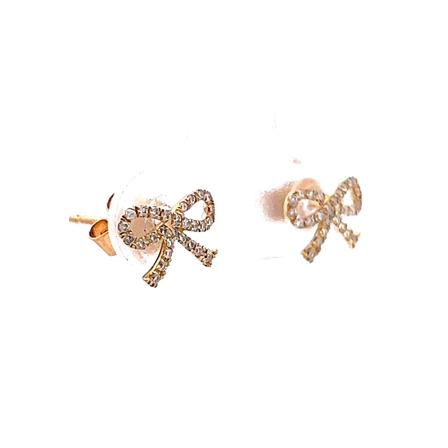 .16 Diamond Bow Stud Earrings in 14k Yellow Gold