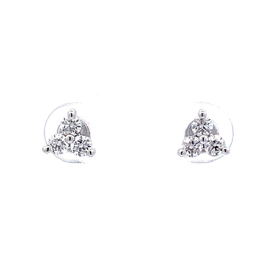 Triangular Diamond Stud Earrings in 14k White Gold