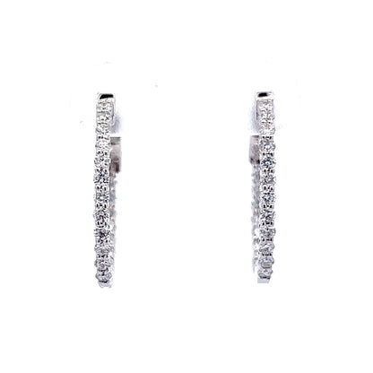 .77 Classic Diamond Hoop Earrings in 14k White Gold