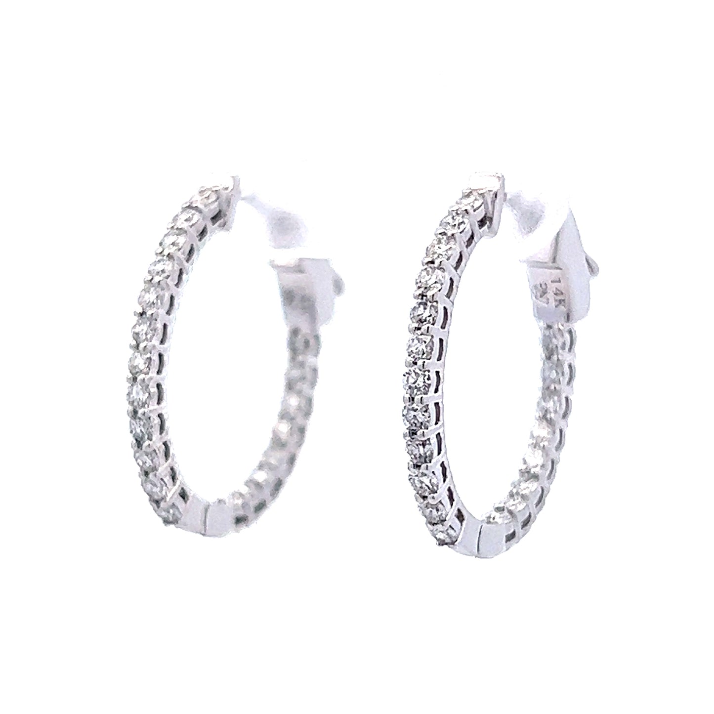 .77 Classic Diamond Hoop Earrings in 14k White Gold