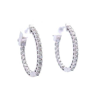 .77 Classic Diamond Hoop Earrings in 14k White Gold