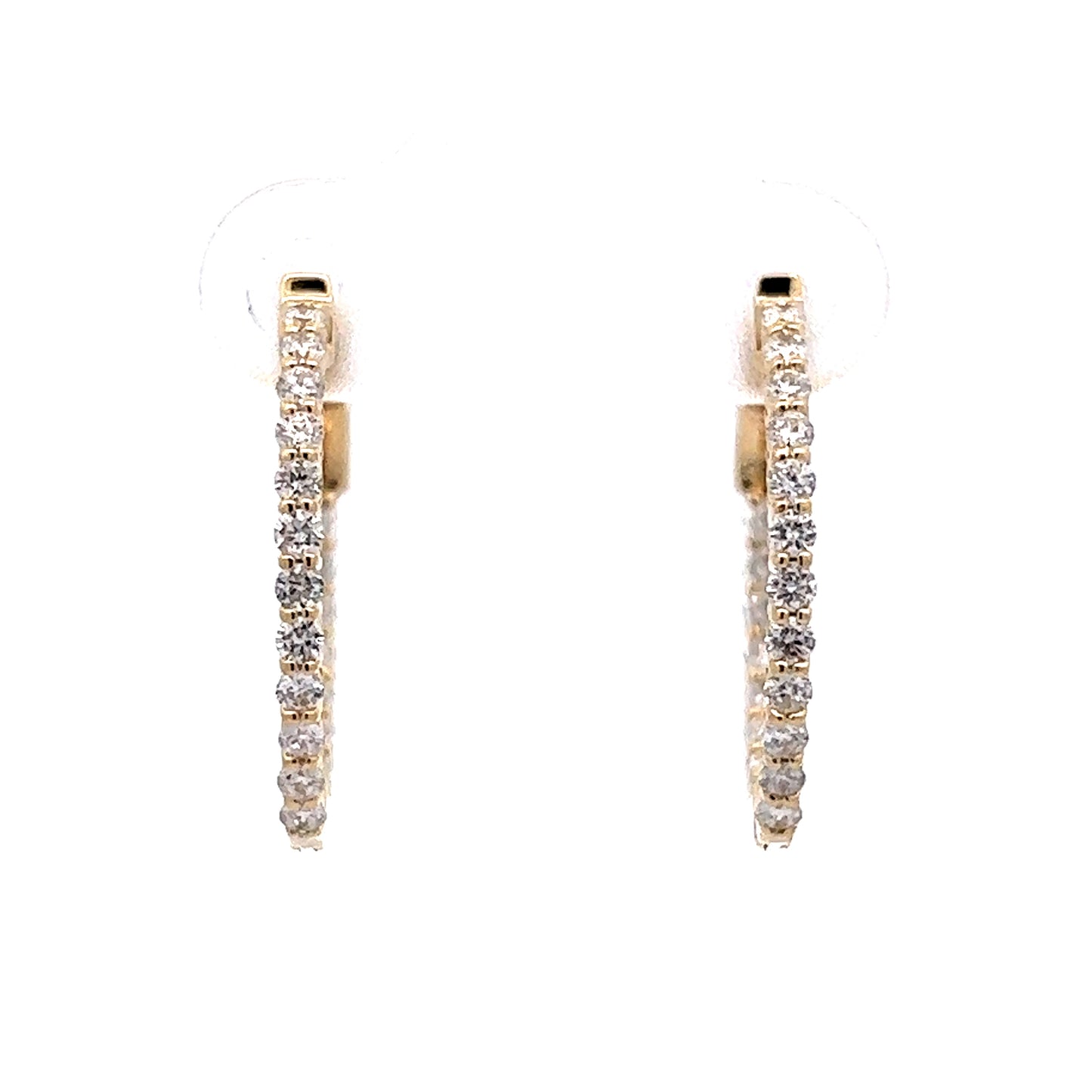 Thin Diamond Hoop Earrings in 14k Yellow Gold