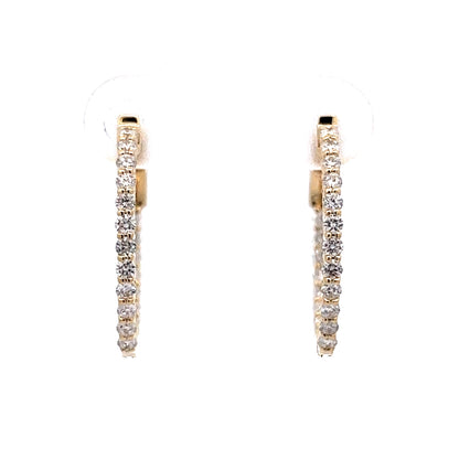 Thin Diamond Hoop Earrings in 14k Yellow Gold