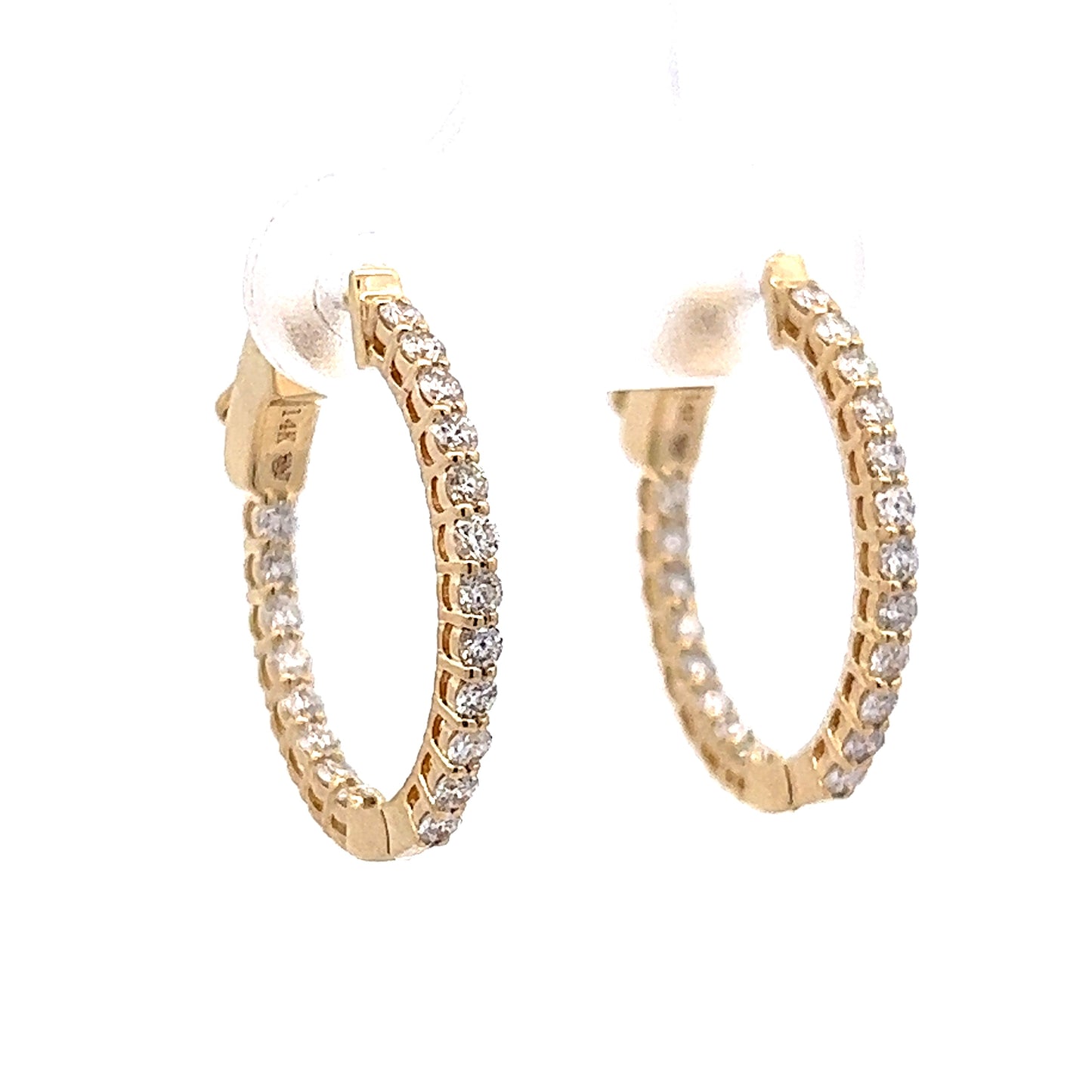 Thin Diamond Hoop Earrings in 14k Yellow Gold