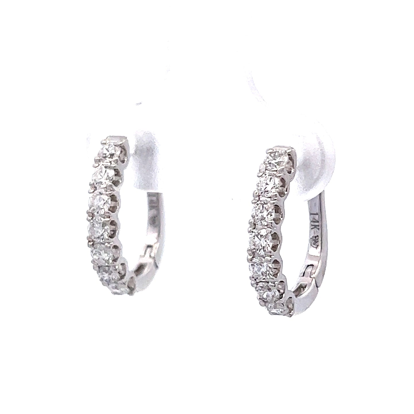 .66 Diamond Hoop Earrings in 14k White Gold