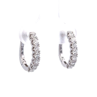 .66 Diamond Hoop Earrings in 14k White Gold