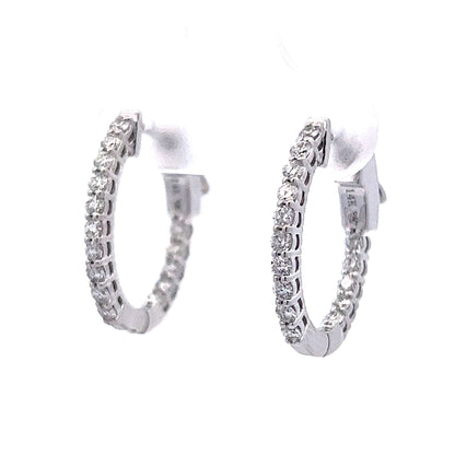 Classic Diamond Hoop Earrings in 14k White Gold