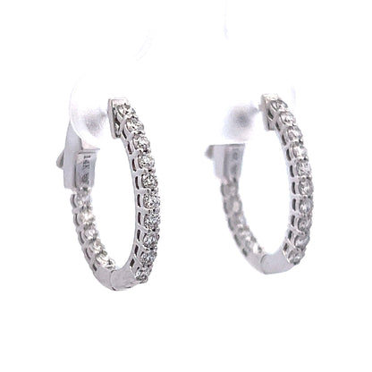 Classic Diamond Hoop Earrings in 14k White Gold