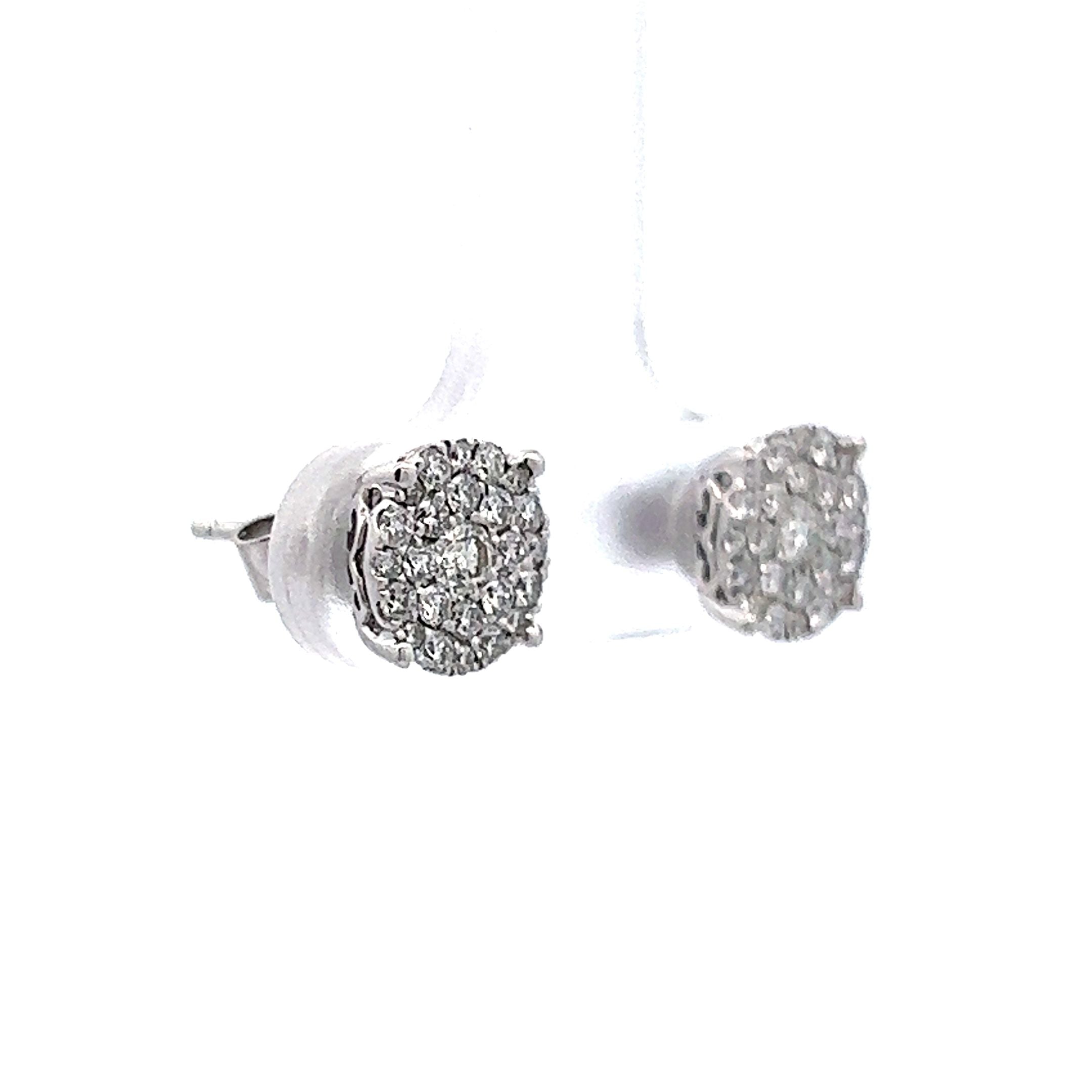 White Gold Diamond Cluster Earrings from Diamondstuds.com