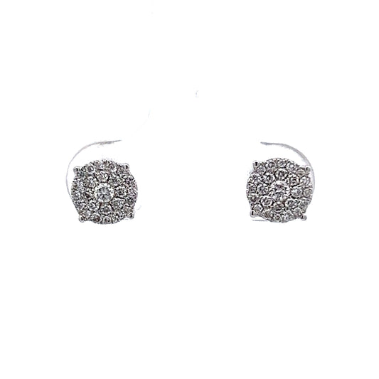 Small Pave Diamond Stud Earrings in 14k White Gold