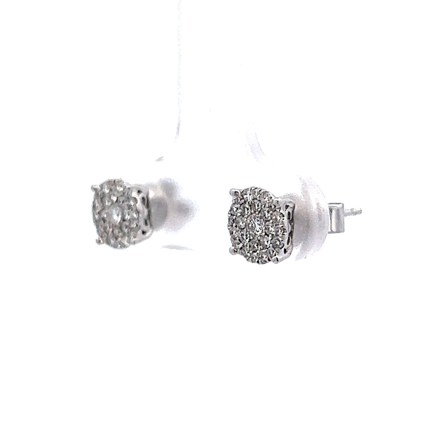 Small Pave Diamond Stud Earrings in 14k White Gold