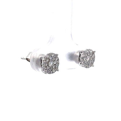 Small Pave Diamond Stud Earrings in 14k White Gold