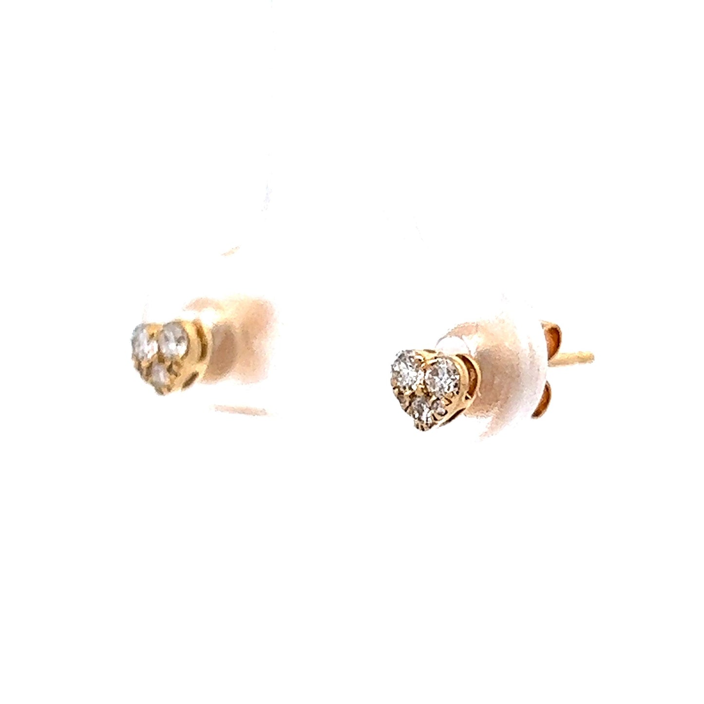 Heart Shaped Diamond Stud Earrings in 14k Yellow Gold