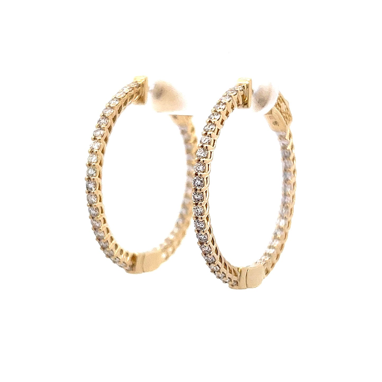 Inside Out Diamond Hoop Earrings in 14k Yellow Gold