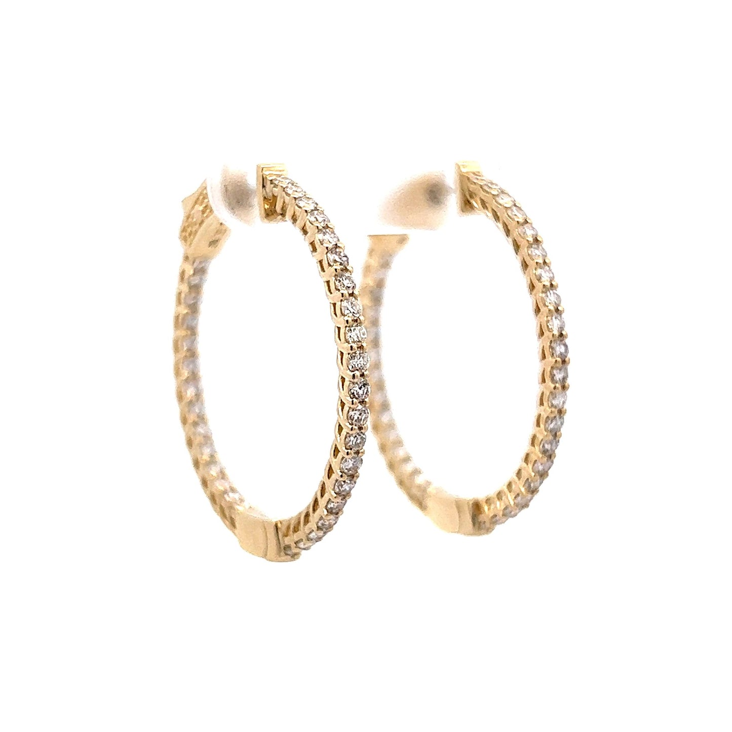 Inside Out Diamond Hoop Earrings in 14k Yellow Gold