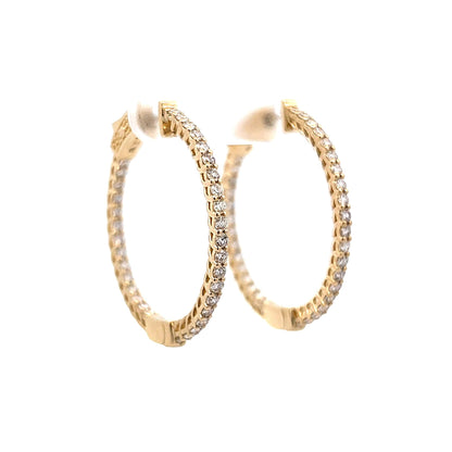 Inside Out Diamond Hoop Earrings in 14k Yellow Gold