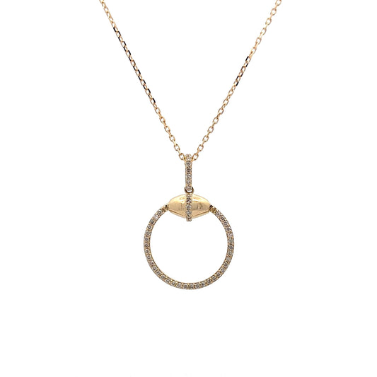 .19 Diamond Pave Pendant Necklace in 14k Yellow Gold